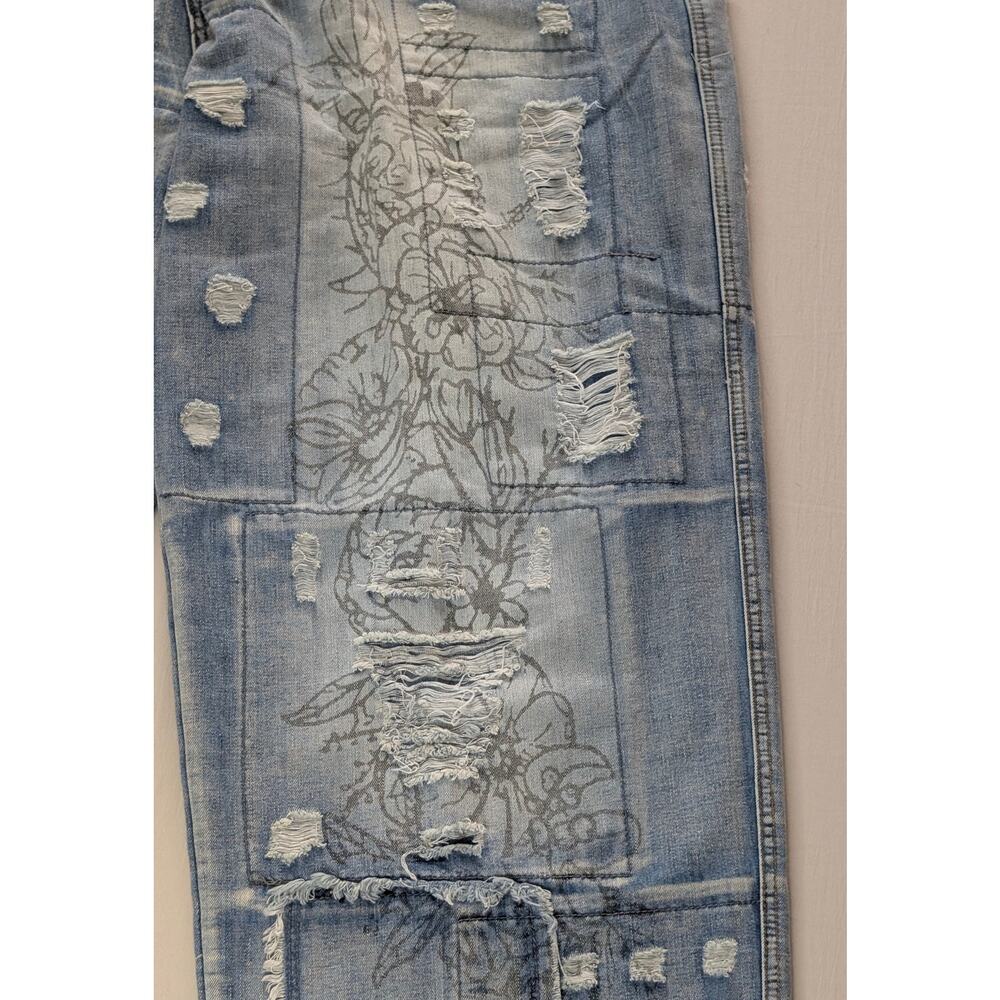 Jaded Gypsy Peace&Love Jeans Distressed Boho Chic Patchwork S/M Coastal Cowgirl - Picture 4 of 16